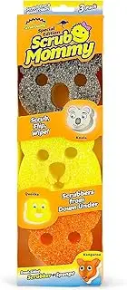 Scrub Mommy Aussie Shapes 3 Pack - Limited Edition Grey Koala, Yellow Quokka, Orange Kangaroo - One Side for Scrubbing, The Other for Mopping Up