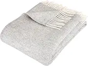 Arctic Herringbone Wool Blanket - High-Quality Plaid with Herringbone Pattern in Scandi Design - 100% Virgin Wool with Woolmark Seal - 130 x 200 cm - Light Grey