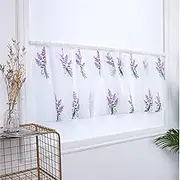 Hodeffior Kitchen Curtains - Flower Embroidery Pastoral Short Tier Curtain Short Panel Drapes for Small Windows Bathroom Bedroom