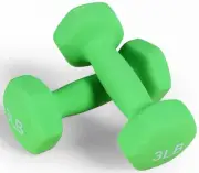 Neoprene Dumbbell Hand Weights, Anti-Slip, Anti-roll, Hex Shape Colorful, 3-P...