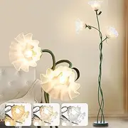 [xisiciao] Floor Lamp for Living Room, Vintage 3 Heads Flower Lamp, 3 Color Temperature LED Floor Lamp, Lotus Lamp with Flexible Neck Shaft(Green)