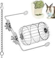 Yulokdwi Bunny Hay Holder | Stainless Steel Hay Rack Manger - Grass Feeding Dispenser Holder Rack Bowl for Small Pet Animal Chinchilla Hamster Cage