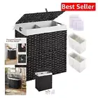 Collapsible 110L Laundry Hamper with Lid & 2 Removable Liners for Easy Sorting