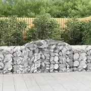 Arched Gabion Baskets 4 pcs 300x50x80/100 cm Galvanised Iron,Pots & Planters-3146685