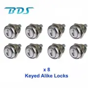 8 x Keyed Alike Replacement Lock Cylinder For Flush Lockable Folding T Handle