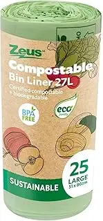UBL Compostable Bin Liner Garbage Bags, 27 Litre Capacity