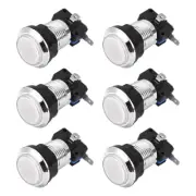 Game Push Button 33mm 12V LED Illuminated Switch with Micro switch White 6pcs