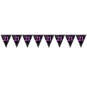 Pink Celebration 21 Prismatic Plastic Pennant Banner