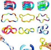 Tangles Autism Toy, Set of 10, Tangle Fidget Toys for Stress Management, Tangle Autism Toy for Children and Adults, Quiet Tuning Toy, Ideal for School, Office and Therapy, ADHD Friendly