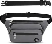 IHIGOGOFA Bumbags Waist Fanny Pack Fashion Bum Bag with 65cm Extended Belt for Dog Walking Climbing Hiking Travel Cycling Girls Ladies Men Women, Grey, One Size, bumbag with 65cm Extended Belt