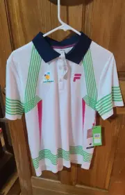 FILA BNP Paribas Open Christopher Bevans Tennis Shirt Men’s Large White Collared