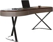 Workstations High-end Solid Wood Desk Light Luxury Modern Simple Saddle Leather Home Study Bedroom Walnut Veneer Office Pc Table Office Desk(1.4 * 0.7 * 0.75m)