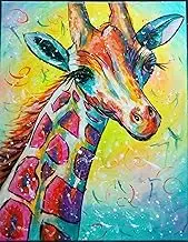 WOWDECOR 5D Diamond Painting Kits, Colorful Giraffe Animals Full Drill DIY Diamond Art Cross Stitch Paint by Numbers