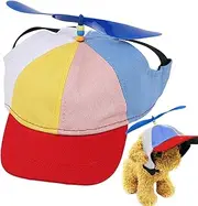 Rainbow Helicopter Hat - Colorful Dog Hat Caps | Dog Outdoor Sports Hats with Ear Holes | Propeller Hat for Pets | Rainbow Helicopter Top Hat for Small Dogs Puppy Cats Supplies