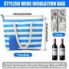 1.5L Stripe Pattern Wine Carrier Insulated Wine Bag With Hidden Nozzle paRbT