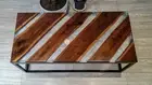 White Epoxy Resin Table, Wooden Walnut Epoxy Dining Table Hanmdade Furniture Dec