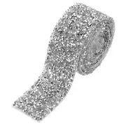 Rhinestone Ribbon 1.2 Inch 1 Yards Crystal Ribbon Trim Roll Silver