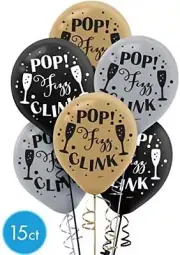 Pop Fizz Clink Happy New Year Year's Eve Holiday Party Decoration Latex Balloons