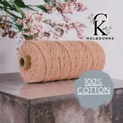 5MM 3ply macrame cord LATTE 3 Strand High Quality Cotton Rope Yarn Melbourne