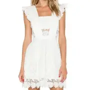 NWT Revolve self-portrait 2 Frilled A Line Dress Eyelet Lace Mini Apron Ruffle