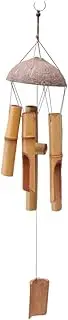 Kisangel Coconut Shell Bamboo Wind Chime Home Decorative Hanging Bell Garden Outdoor Ornaments Wind Chimes for Balcony Relaxing