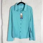 PRANA teal blue button front Kinley long sleeve outdoors top L NEW