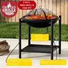 Grillz 2-in-1 Fire Pit & BBQ Grill Outdoor w/ Mesh Spark Screen & Grill Rack