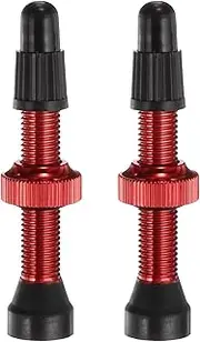 uxcell 2pcs Tubeless Valve Stems 34mm Aluminum Alloy Tubeless Valve Super Light No Leak Durable Valve Stem Caps Multiple Color & Size Fit Most Bicycle Tubeless Rims Pair, Red