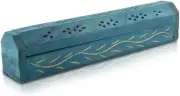 Wooden Incense Stick & Cone Burner Holder Coffin with Storage Compartment Org...
