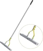 BARAYSTUS 15-Inch Thatch Rake, Efficient Steel Metal With Stainless Steel Handle, Versatile Grass Grooming for Cleaning Dead Grass, Garden Durable Soil, JDUS1145