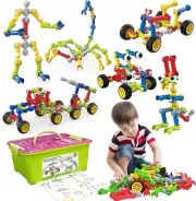 Shape Building Blocks STEM Large Storage Box 180 Pcs Booklet Creative Interactiv