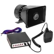 Police Siren Speaker,5 Tones Car PA System,Handheld Microphone,Emergency Wari...