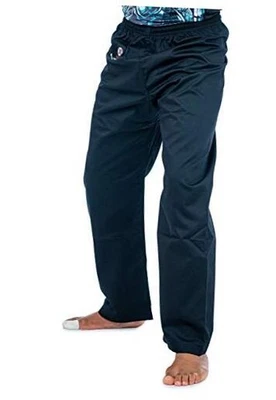 Karate Pants by Ronin - Poly/Cotton Light Weight Martial Arts Pants 6 Black
