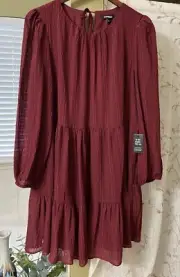 Express Crew Neck Long Sleeve Mini Shift Dress Size Large