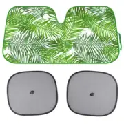 3pc Tropical Leaves Jumbo Car Windshield Sun Shade Visor & Car Window Shades (for: BMW)