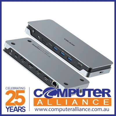 VOLANS VL-UCDLMD Aluminium 14-in-1 Quadruple 4K Display USB-C Docking Station