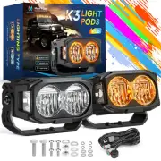 MICTUNING 2xLED Light Pods 4" Offroad Driving Light Bar, RGB 7 Colors Flood Beam