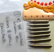 7 RARE #1 THE LONDON SCHOOL LARGE HINKS & WELLS BRONZE FINE TIP DIP PEN NIBS+