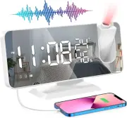 Projection Digital Alarm Clock for Bedroom, FM Radio Alarm Clock, Dual Alarm Cl