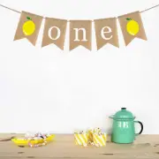 Burlap Banner Summer Themed First Birthday Bunting Pull Flag Kids Happy