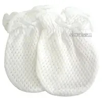 在飛比找蝦皮商城優惠-黃金海獺網狀嬰兒護手套 100%純棉超透氣 白色 19367