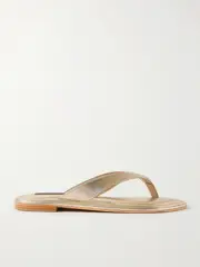 [A Emery] A Emery - Morgan Metallic Leather Flip Flops - Gold - IT35 IT 35 Gold