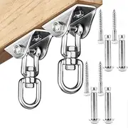 Heavy Duty Swing Hangers, TOPIND 360° Rotatable Swivel Hook Ceiling Mount Hanging Kit Hardwares with Bolts for Indoor Outdoor Porch,Hammock Chair,Aerial Yoga(Antirust,Bearing1000lb) (Silver(2pcs))