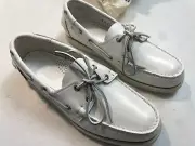 Sebago Mens Docksides Boat Shoe Size 8.0 M White Leather Loafer Summer Slip