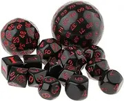 simhoa 15 Pieces Multi-Sided Numeral Dice Set D100 D60 D30 D24 D20 D16 D12 D10 D8 D7 D5 D4 for MTG DND RPG Role Play Casino Props - Red