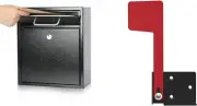 Steel Key Lock Mail Boxes Outdoor+Professional Red Metal Mailbox Flag Kit with N