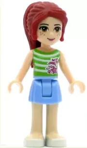 LEGO Friends Minifigure Mia - Blue Skirt, Green Top with White Stripes (Genuine)