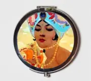 Flapper Art Deco Turban Compact Mirror Make Up Pocket Mirror Cosmetics