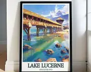 Lake Lucerne Art Chapel Bridge Mount Pilatus And Lake Lucerne Art Switzerland