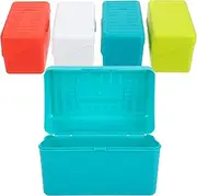 ZUNOXAZ 4Pcs Index Card Storage Box Plastic Organizer for Recipe Note Cards and Flash Cards Portable with Snap Closure